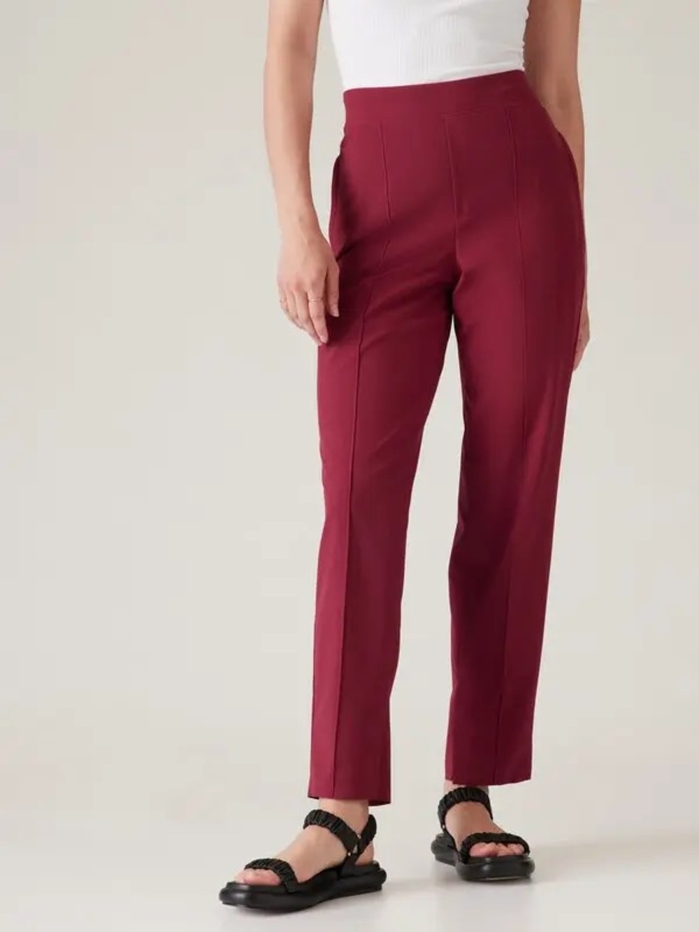 Athleta Brooklyn Heights Pants Women’s 14 Burgundy Stretch Travel NWT $99